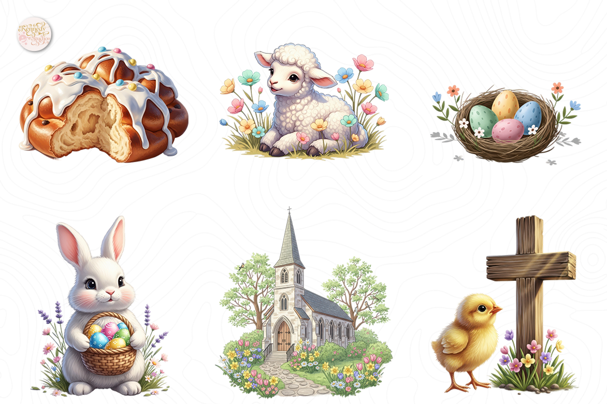 Easter Clipart Bundle PNG Cute., an Object Illustration by KennedyStudio (Photo 3 of 4)
