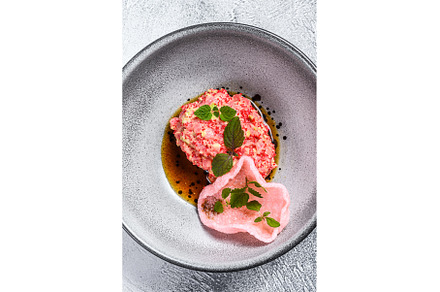 Salmon tartare with avocado and red, a Food & Drink Photo by composter-box@mail.ru