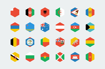 Hexagon world flags
