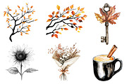 Black & White Autumn Clipart, an Illustration by CreationArt (Thumbnail 5 of 5)