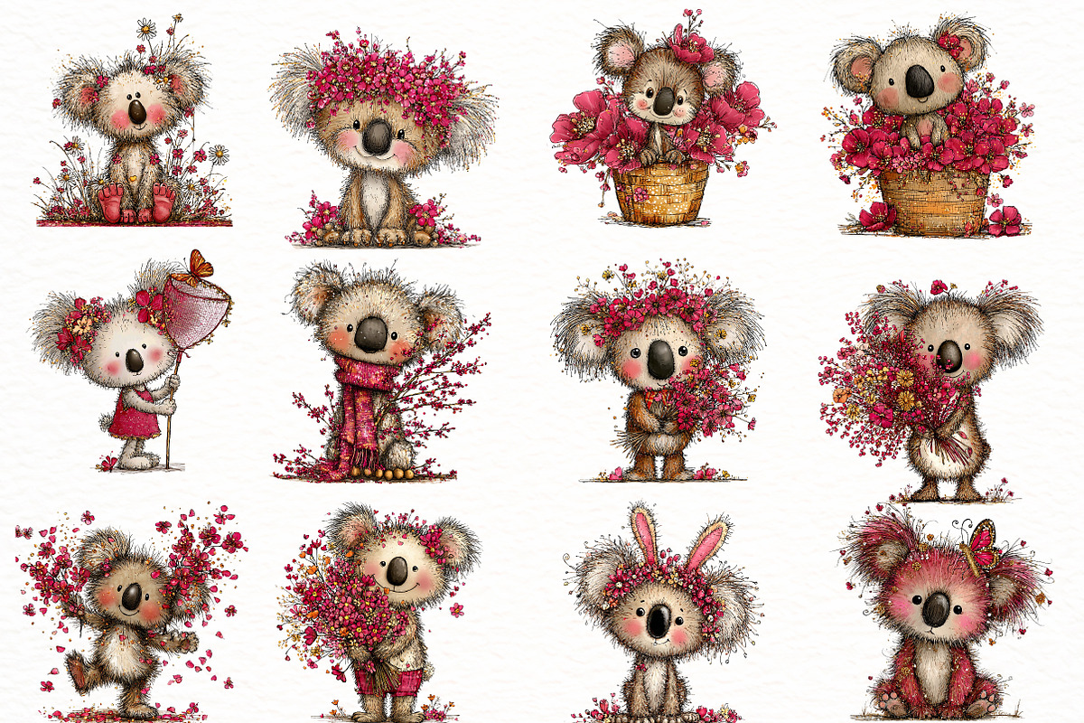 Whimsical spring koala Clipart, an Illustration by Designworld (Photo 2 of 7)