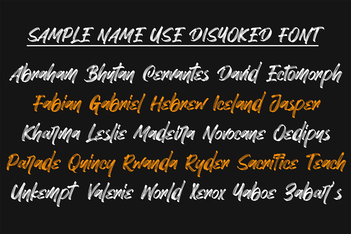 Disyoked - Textured Brush Font, a Font by Arendxstudio (Photo 4 of 8)