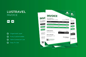 Lustravel - Invoice, a Stationery Template by Esensifiksi.studio