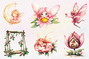 Watercolor Magical Garden Pink Fairi, an Illustration by CreationArt (Thumbnail 5 of 9)