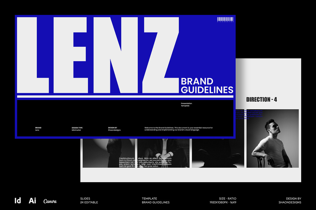LENZ | Brand Guidelines Template, a Branding & Logo Template by shaondesigns (Photo 1 of 9)