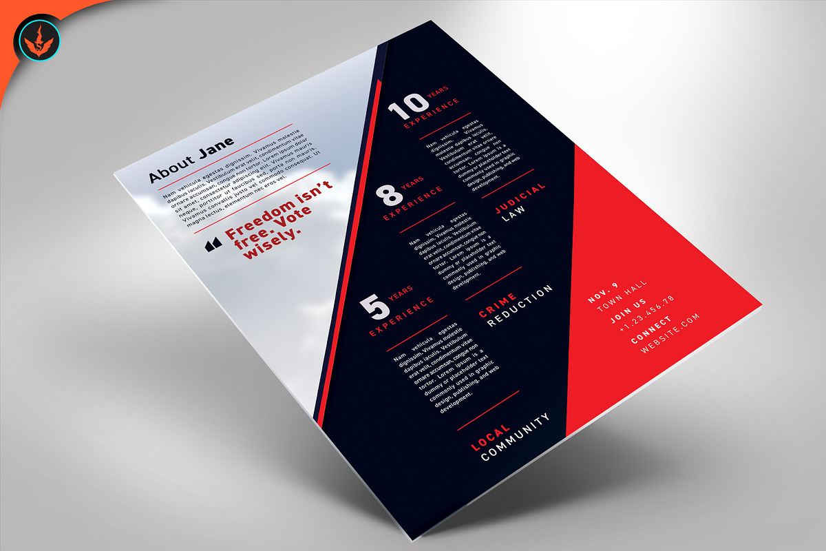 Vote Jane Political Flyer Template, a Flyer Template by SeraphimChris (Photo 2 of 2)