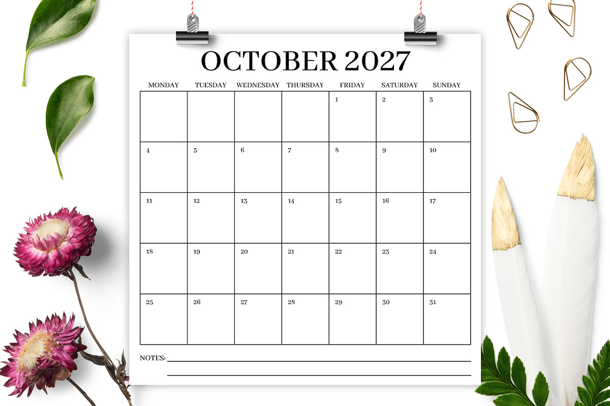2027 12x12 Monday to Sunday Calendar, a Stationery Template by Running With Foxes (Photo 4 of 5)