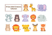 13 Cute Safari Creatures Collection, an Animal Illustration by jongcreative (Thumbnail 1 of 4)