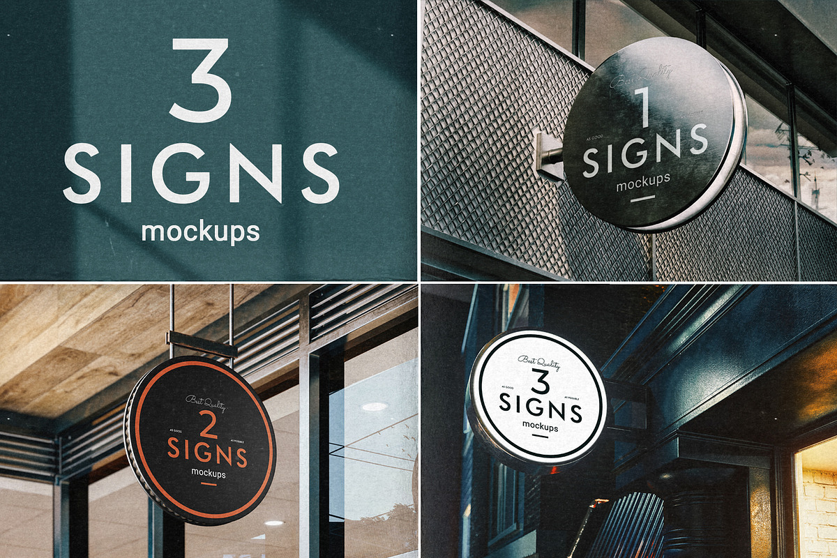 3 Signs MockUps, a Product Mockup by As Good As Possible (Photo 1 of 4)