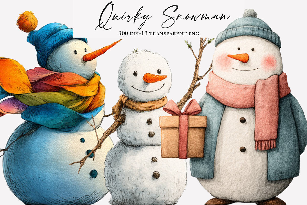 Quirky Snowman Clip Art, an Illustration by Designworld (Photo 1 of 5)