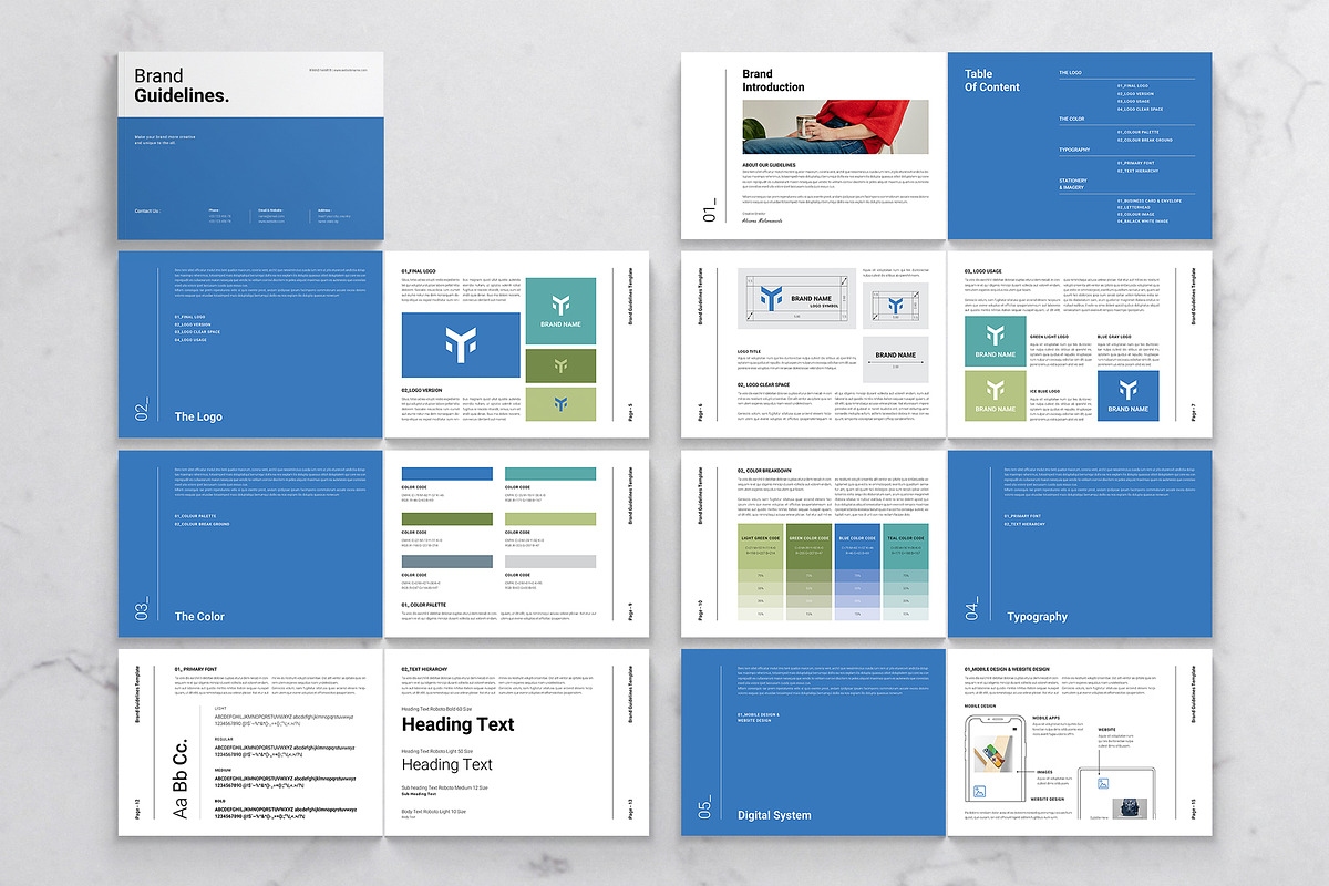 Brand Guidelines Template Landscape, a Brochure Template by DesignCrest (Photo 14 of 15)