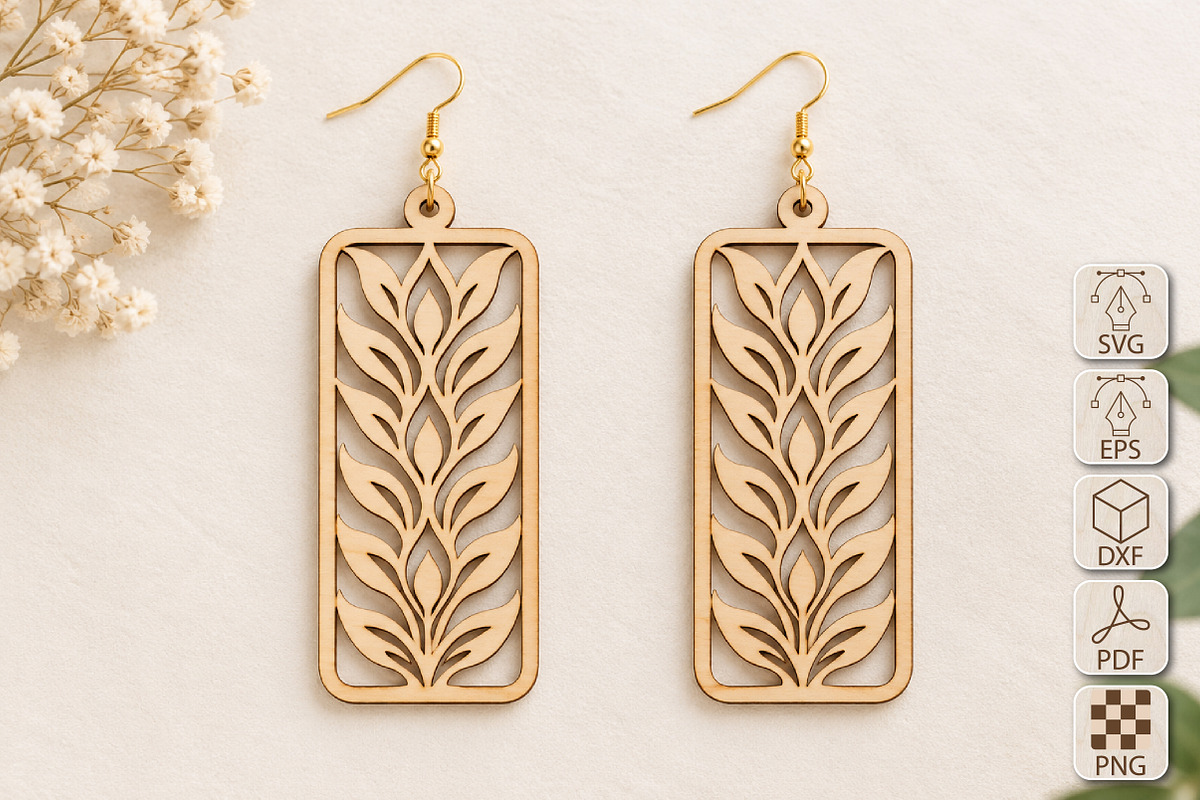 Filigree Rectangle Earrings SVG, an Object Graphic by Canvas Craft (Photo 1 of 3)