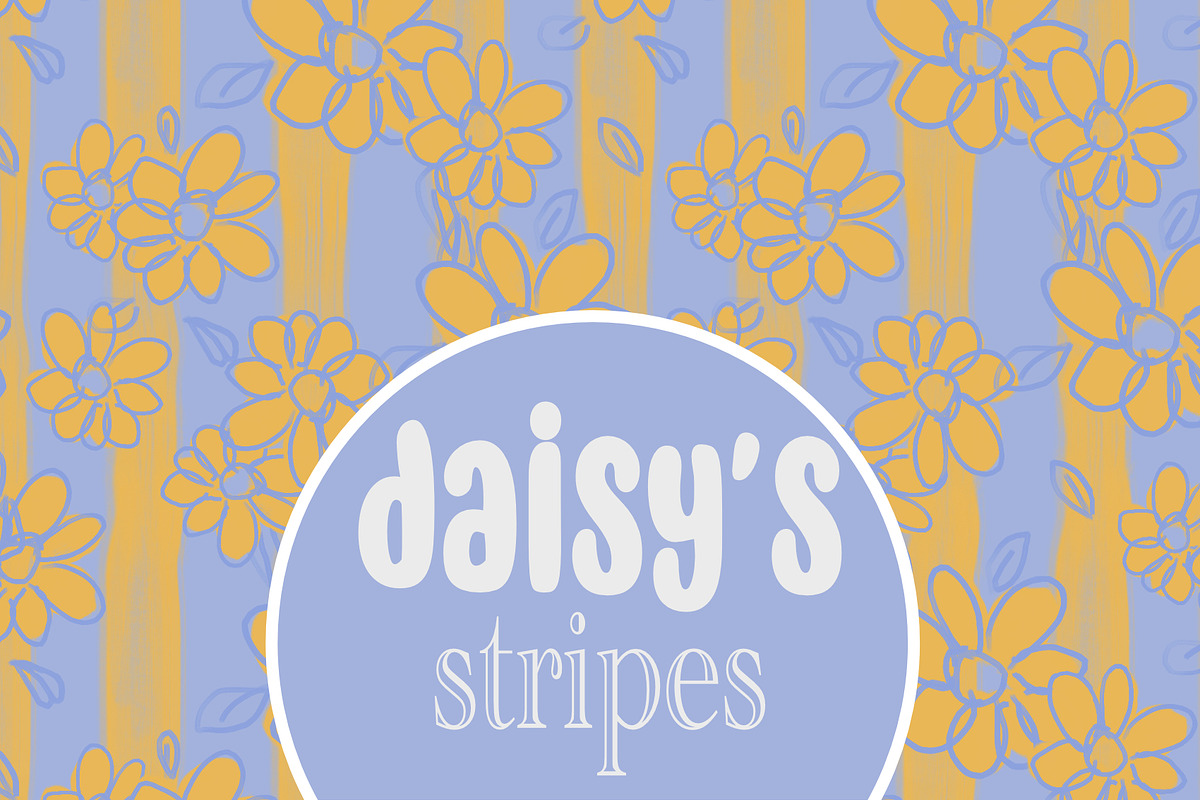 Sunny yellow stripes blooms pattern, a Pattern Graphic by Cotton Melon pattern Shop (Photo 1 of 6)