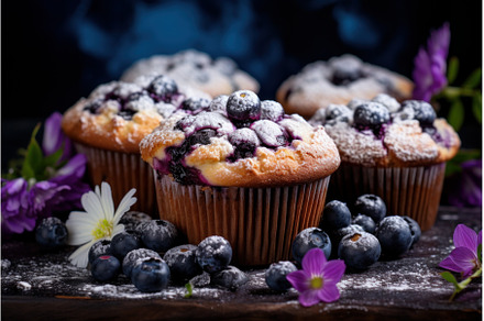Blueberry muffin. Generate Ai, a Food & Drink Photo by Ylivdesign