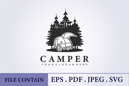 teardrop camping van wheels logo, a Branding & Logo Template by Lodzrov