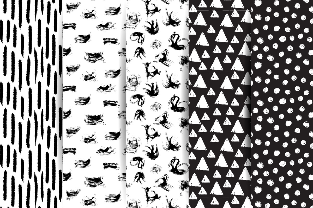 Sketch monochrome seamless patterns, a Pattern Graphic by Tumana_Net (Photo 4 of 7)