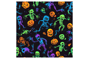 Neon Halloween Digital Paper