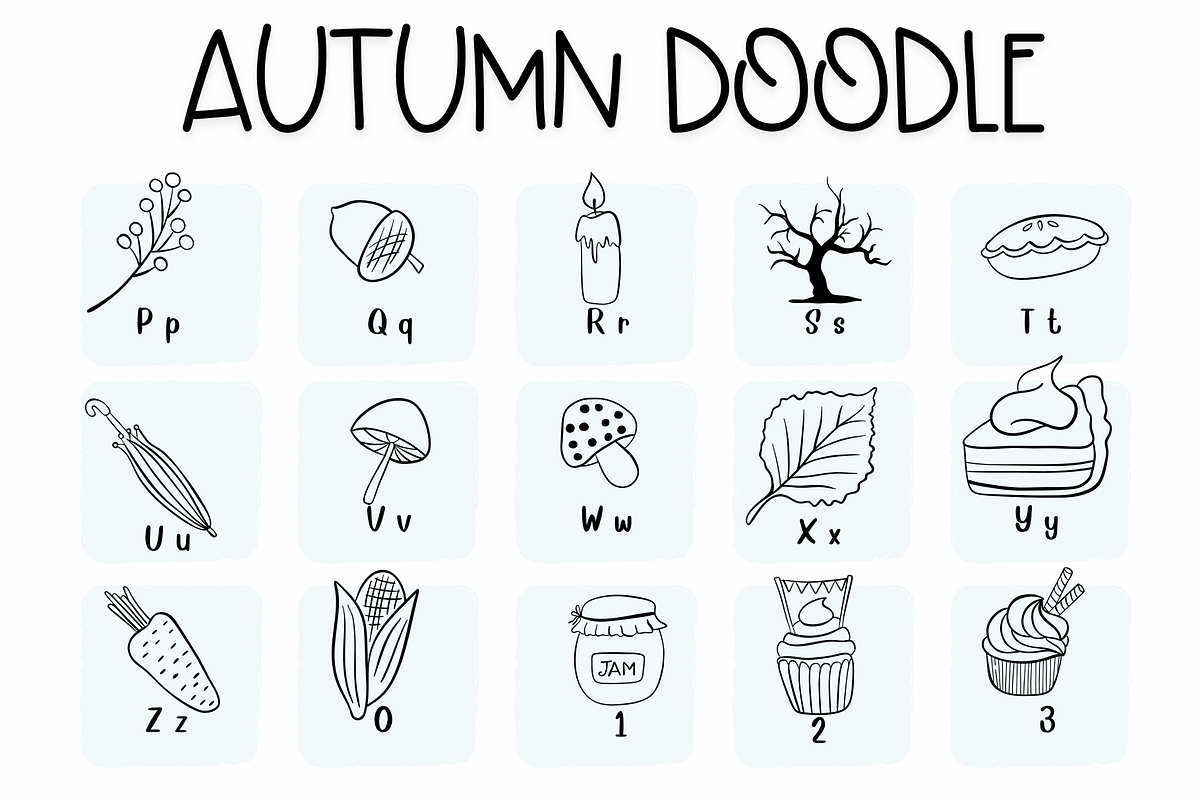 Autumn doodle | Symbols Fonts preview 3