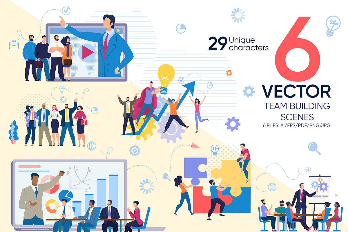 Team Building Vector Scene, a Finance Illustration by Tera Vector (Photo 1 of 2)