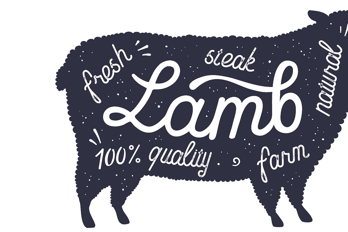 Sheep, lamb, lettering. Silhouette, a Food Illustration by Foxys Graphic (Photo 3 of 3)