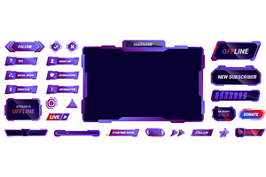 Game overlay icons set. Set of, a Technology Illustration by Ylivdesign