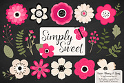 Hot Pink Flowers Clipart, an Illustration by Amanda Ilkov (Thumbnail 2 of 4)