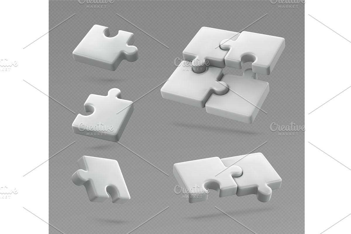 White 3d puzzle pieces, an Object Illustration by art PVP - market
