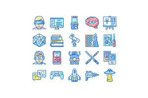 Geek, Nerd And Gamer set Icons hand, an Object Illustration by pikepicture