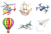 Air Transport Watercolor Clipart, an Illustration by Watercolor design (Thumbnail 4 of 10)