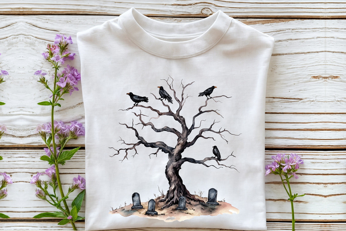 Watercolor Halloween Tree Clipart, an Illustration by Rose Art (Photo 4 of 7)