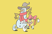 Retro groovy Christmas characters, an Illustration by Anastasiya Klempach (Thumbnail 5 of 6)