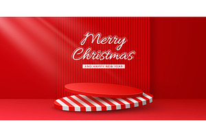 Christmas podium stage. 3d vector, a Seasonal Illustration by Buch&Bee