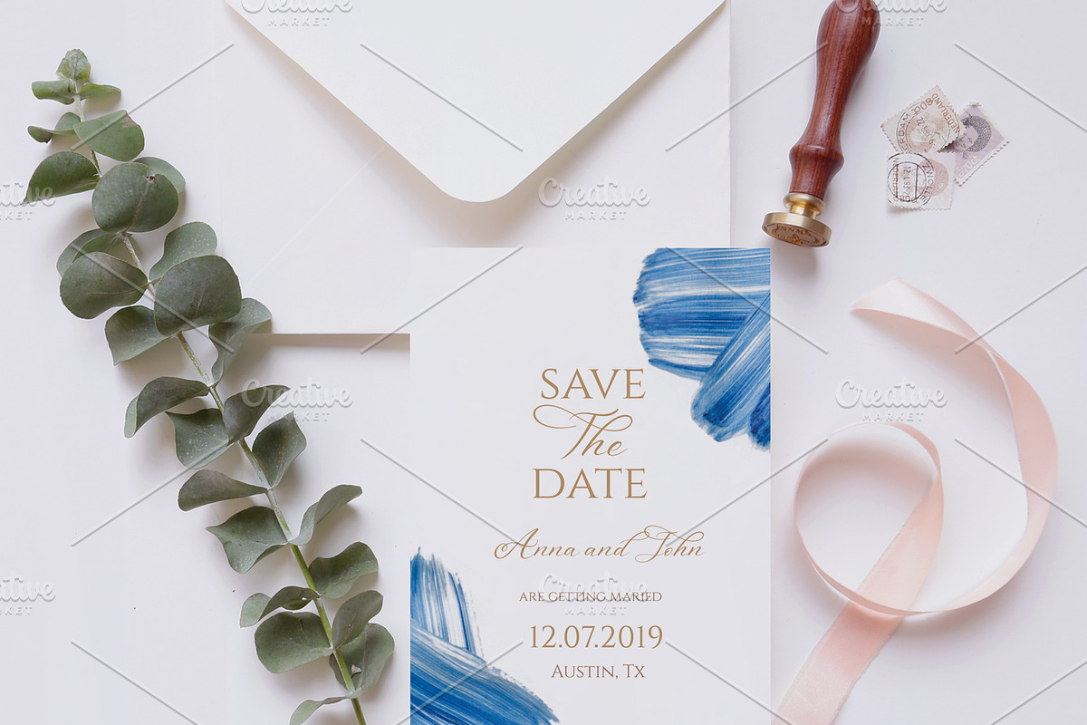 Navy watercolor invitation set, an Invitation Template by annago (Photo 3 of 4)
