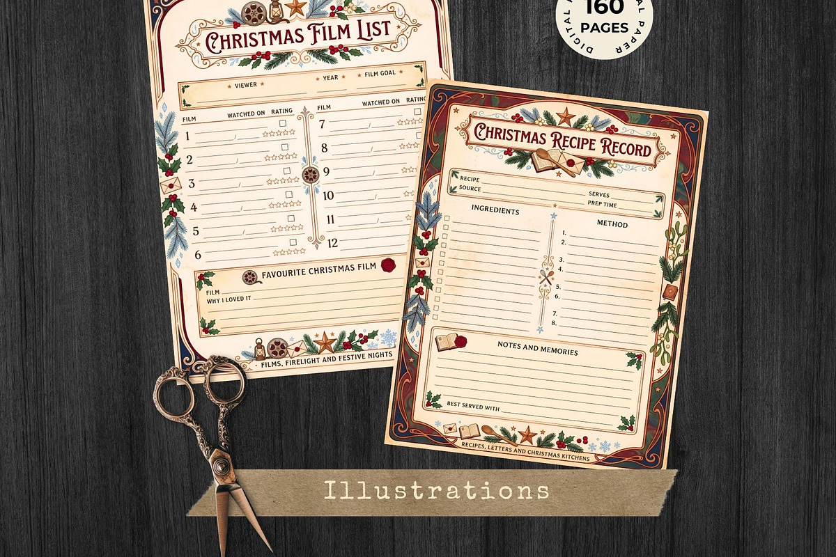 Christmas Correspondence journal kit, a Seasonal Illustration by ThatsDesignArt (Photo 6 of 20)