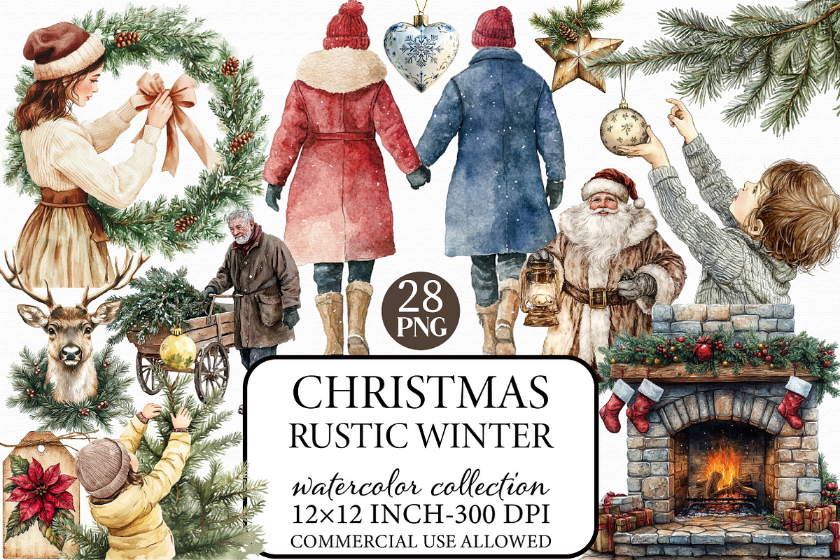 Rustic Winter Christmas Clipart, an Illustration by Libby Wishes (Photo 1 of 6)