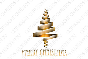 Gold Christmas Tree Ribbon Concept, an Illustration by Christos Georghiou
