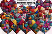 Patchwork Heart Valentine's Day Clip, an Illustration by SVGArt (Thumbnail 1 of 8)