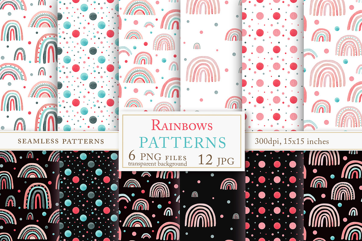 Watercolor RAINBOWS BUNDLE sale, a Pattern Graphic by svetlanaARTdreams (Photo 5 of 16)