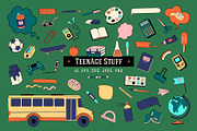 53 Teenage Stuff Set, an Education Illustration by helenreveur (Thumbnail 1 of 2)