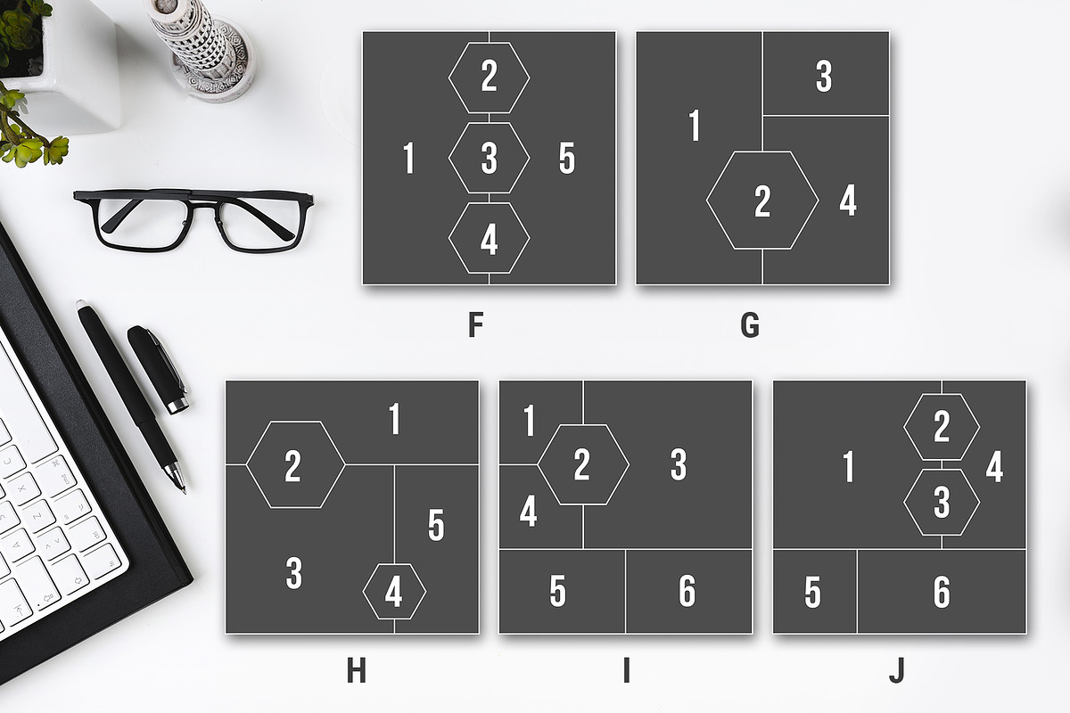 10 Square Photo Collage Templates, a Templates & Theme by DickyJiang Illustrations (Photo 3 of 4)