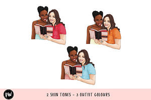 Girls With Books 4 Clipart Png