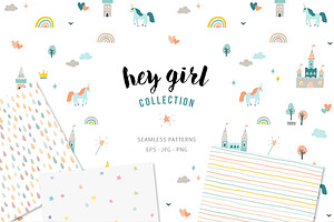 Seamless patterns for girls