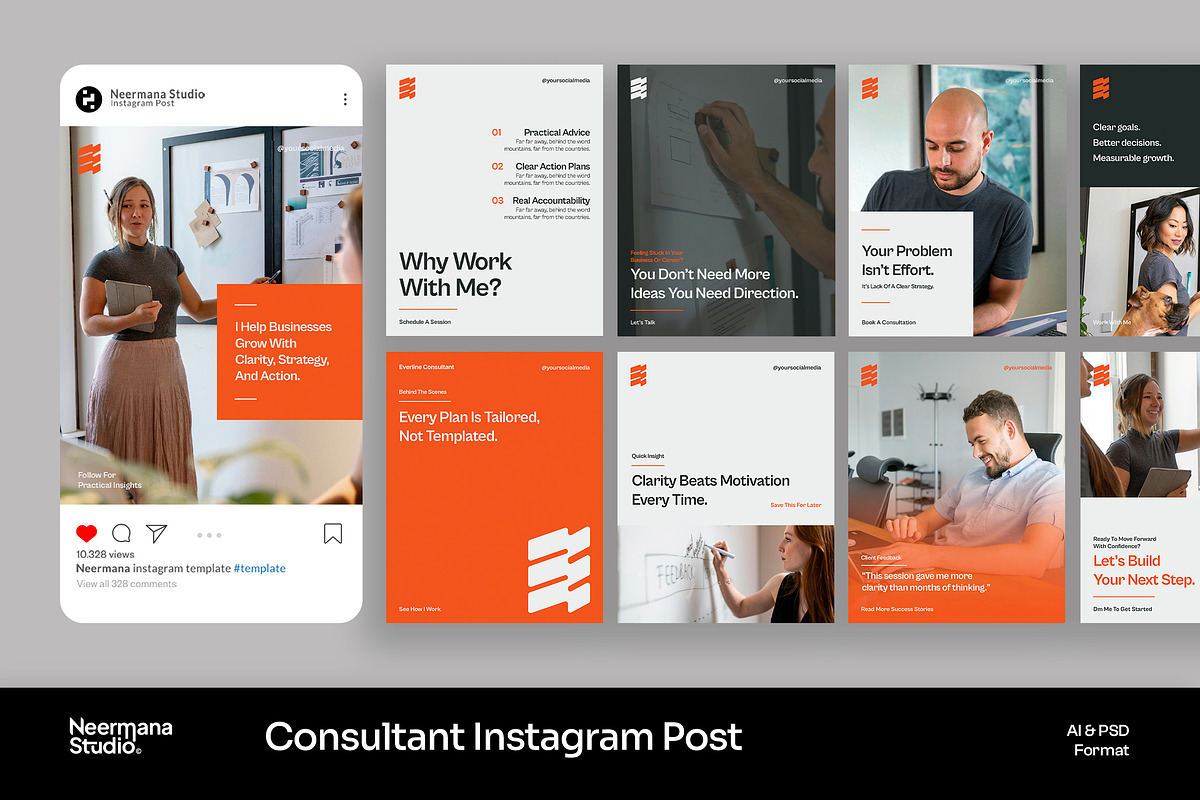 Orange Consultant Company Instagram, a Social Media Template by Neermana (Photo 1 of 4)