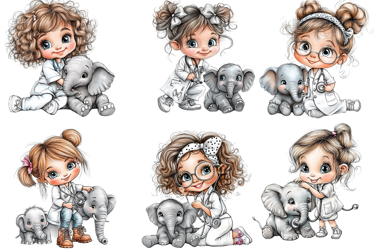 Veterinarian girl clipart, an Illustration by DreamArtGraphic (Photo 9 of 9)