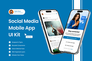 Social Media Mobile App UI Kit, an UI Kit Template by DesignBox