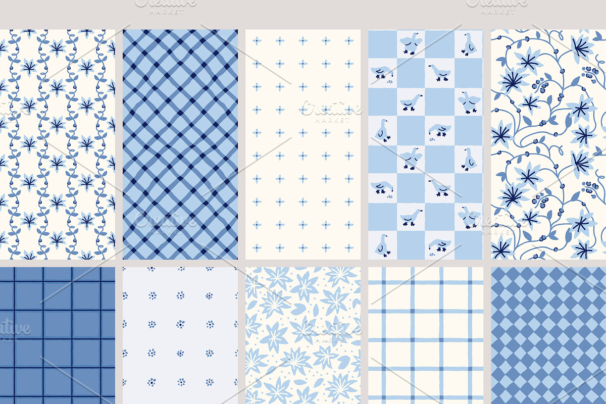 Cobalt Cottagecore.Seamless Patterns, a Pattern Graphic by oxygen_8 (Photo 10 of 10)