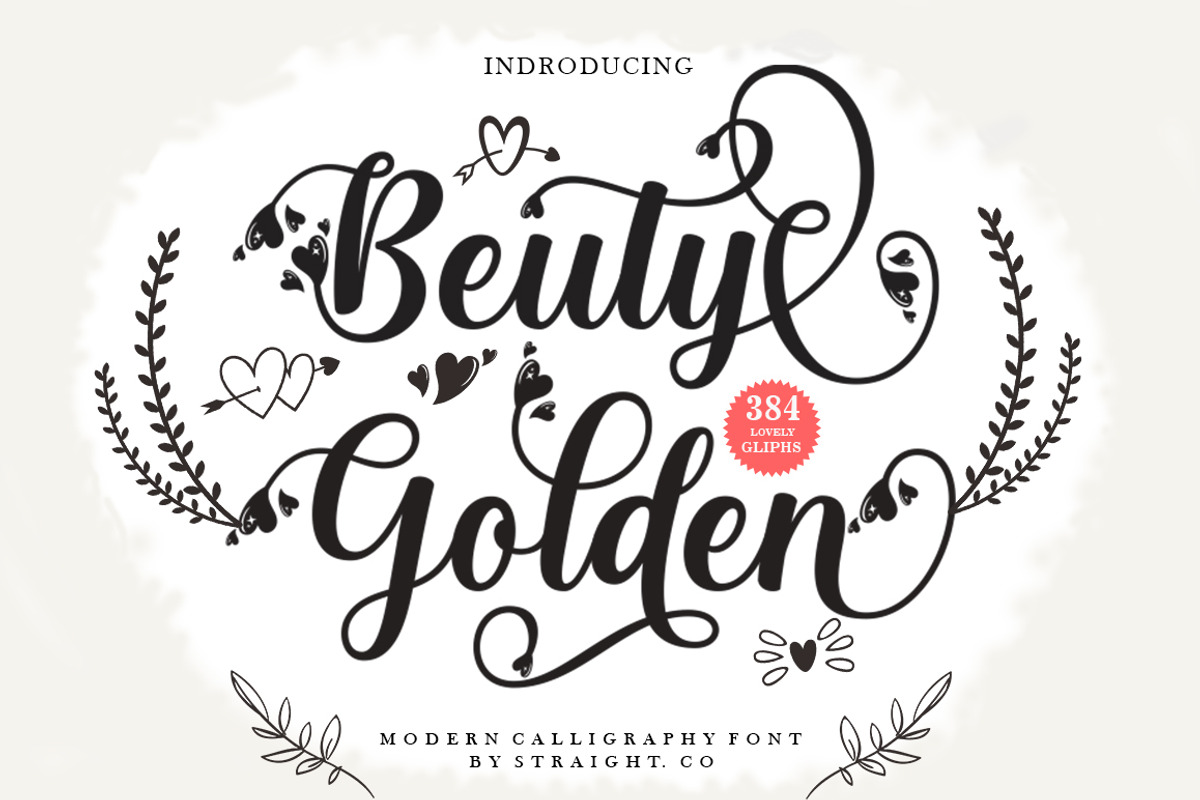 Beuty Golden, a Script Font by Straight.co (Photo 1 of 8)