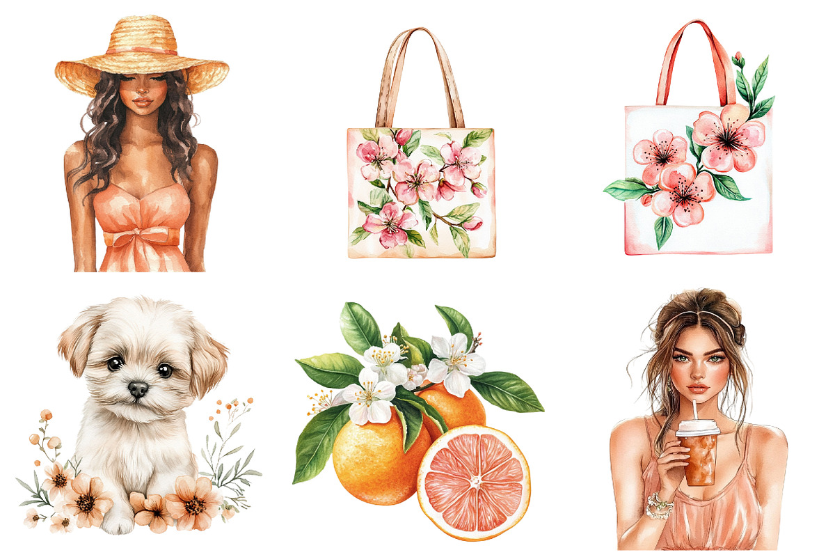 Peach Blush Summer Planner Clipart, a Seasonal Illustration by CitraGraphics (Photo 2 of 7)