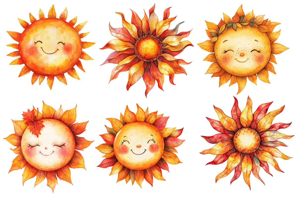 Cute Autumn Sun Clipart, an Illustration by Designworld (Photo 2 of 5)