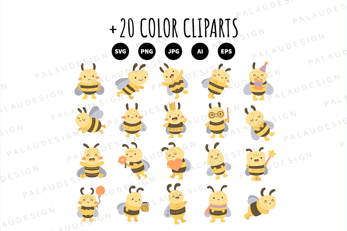 Bee Clipart Bundle, an Animal Illustration by Palau (Photo 7 of 10)